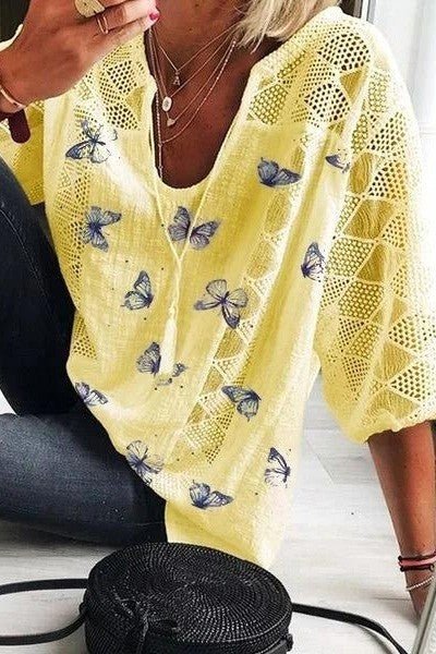 Stella | Butterfly V-neck Blouse
