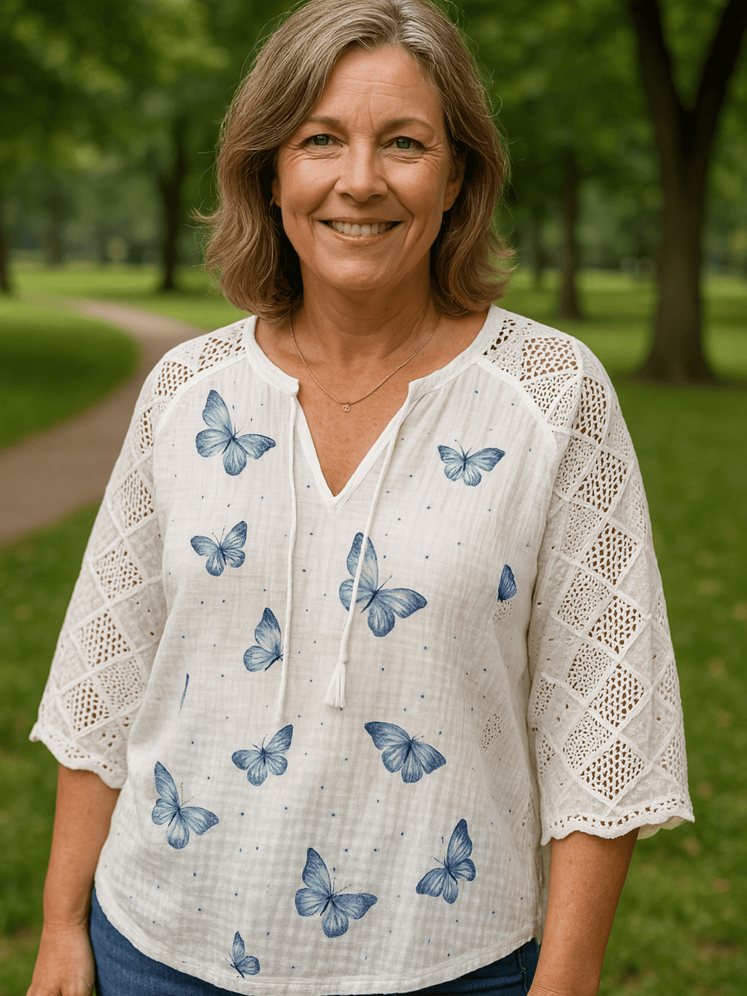 Stella | Butterfly V-neck Blouse