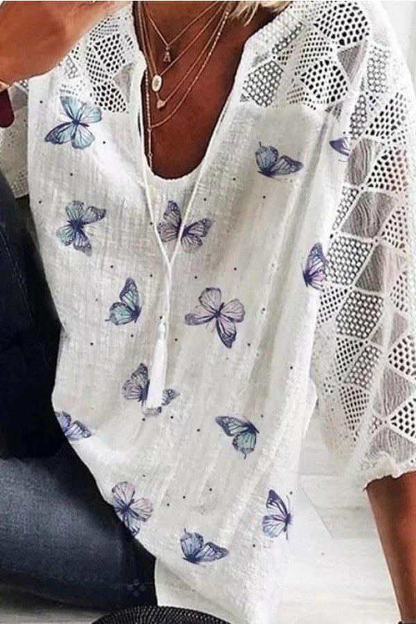 Stella | Butterfly V-neck Blouse